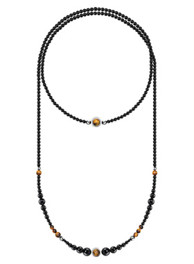 MACEMava天然黑玛瑙虎石串珠