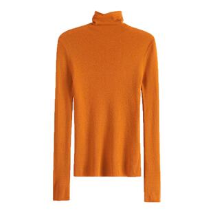 春秋白色细羊毛100%纯羊毛衫女高领修身堆堆领针织薄款长袖打底衫