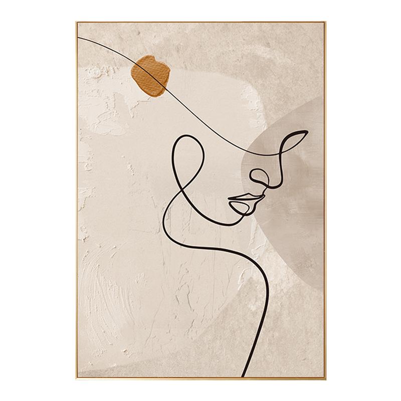 简约线条ins客厅装饰画侘寂奶油风抽象玄关挂画沙发背景墙落地画