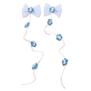 仙美儿童编发艾莎卡通发夹小女孩绑辫子珍珠链条发带流苏毛球头饰