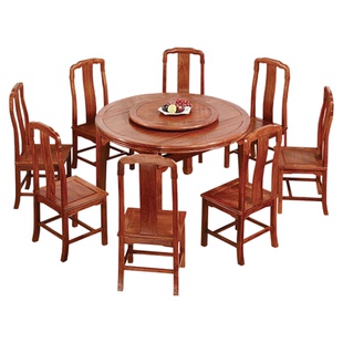 红木餐桌椅圆台花梨伸缩折叠小户型桌子刺猬紫檀饭桌实木可变圆桌