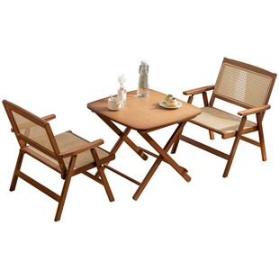 阳台休闲桌椅组合户外可折叠餐桌家用庭院一桌二椅网红藤椅三件套