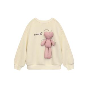 【送玩偶】ei童装女童加绒卫衣冬装新款中大童韩版休闲亲子装