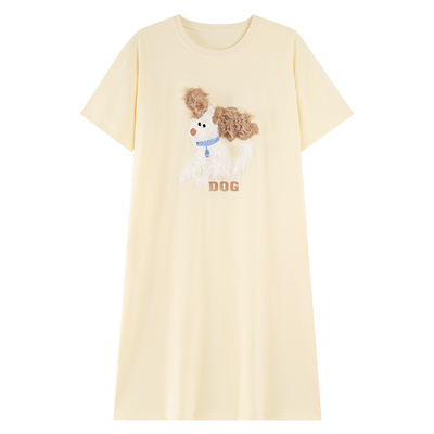 浪莎带胸垫纯棉大码睡裙家居服女