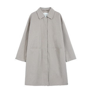 pusumede【现货7.5折】都市巴恩 翻领中长款风衣外套女休闲大衣