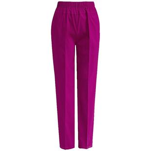 夏季妈妈休闲裤中老年女裤高腰松紧宽松大码弹力直筒白色长裤薄款