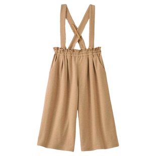 春秋女童纯棉可拆卸日系背带裤女童裤子运动鞋休闲鞋九分裤阔腿裤