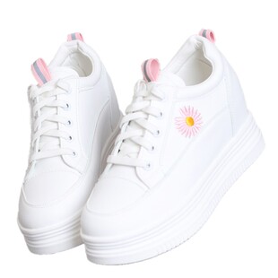 韩版百搭厚底内增高8cm小雏菊小白鞋女春秋新款网红爆款街拍女鞋