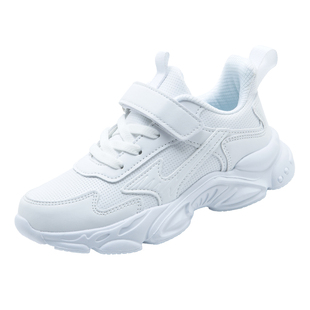 儿童白色运动鞋皮面防水男童白鞋跑步鞋女童休闲小白鞋小学生波鞋