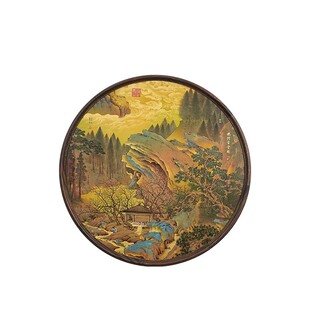 入户玄关山水风景画桃村草堂图客厅装饰画国风艺术壁画田园风景画