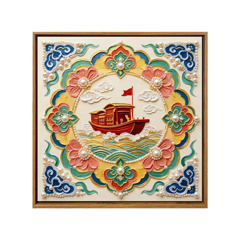 国庆节爱国主题DIY珍珠画宋锦