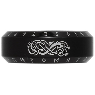 生命之树钛钢戒指男复古黑色北欧维京龙纹指环女个性简约卢恩符文