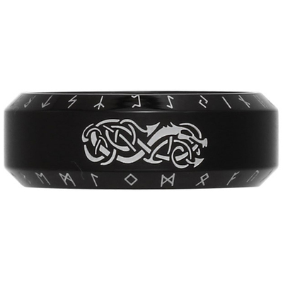 钛钢复古生命之树戒指维京人龙纹