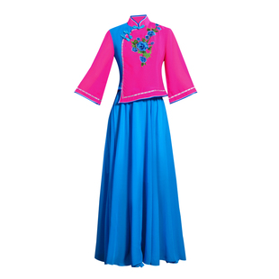 2026新款秧歌服民族风刺绣演出服装女立领盘扣广场舞打鼓服舞台装