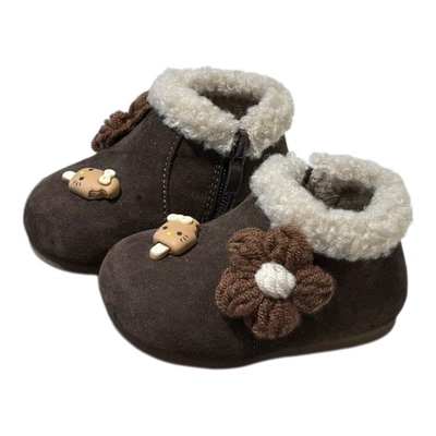 冬季女宝韩版棉鞋加绒保暖软底靴