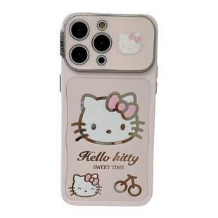 粉色镜面卡通hellokitty适用iphone15promax手机壳高级感苹果13小众自带镜头膜女款14pro保护套16pro防摔全包