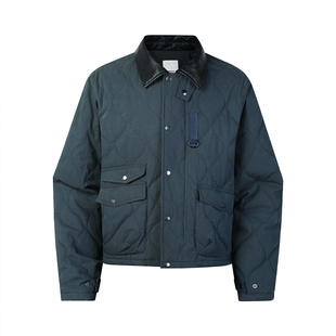 GuukaTech巴恩复古葫芦格保暖棉衣男 拼接飞行员夹棉猎装夹克外套