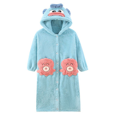 丑鱼母女睡衣冬季珊瑚绒女童连体