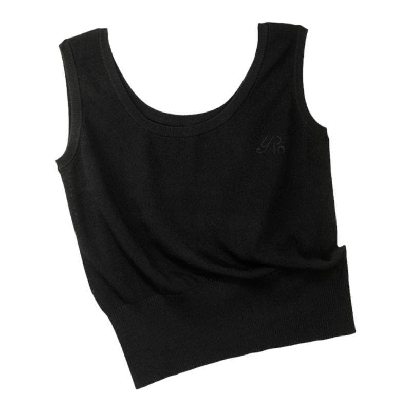 春夏款女士纯色背心吊带打底衫 黑色薄款针织无袖外穿女上衣