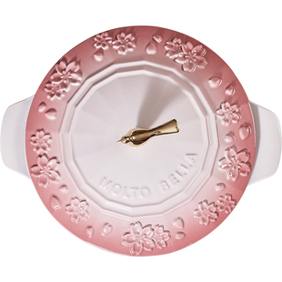 moltobella莫特贝拉樱花浮雕珐琅炖锅花瓣汤锅炖煲平底铸铁海鲜锅