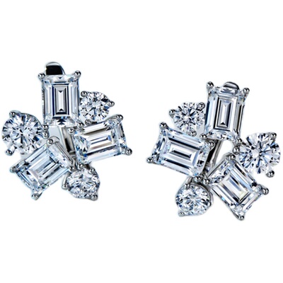 不规则异形锦簇钻石耳环耳拍女