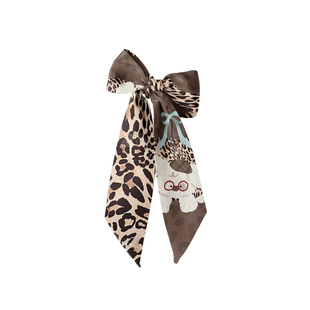 印你所想原创豹纹苹果长条丝巾设计感小众系脖高级感颈饰绑包绑发