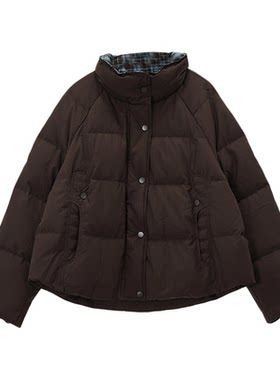 目澈MUCHELL冬季新款【格林摩卡】大码格纹拼接加厚保暖羽绒服