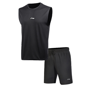 李宁运动套装男士篮球服速干背心短裤无袖T恤夏季健身跑步羽毛球
