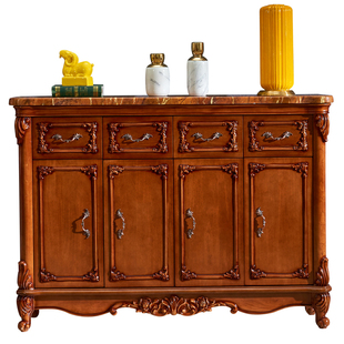 欧式四门鞋柜 美式别墅大理石实木储物柜客厅隔断柜卧室靠墙斗柜