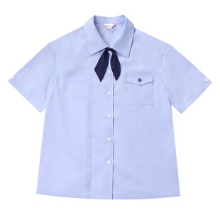樱花家族原创jk制服衬衫【南岭附属】白色杜若色校供感短袖套装女