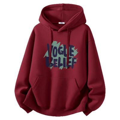 回力酒红色连帽卫衣男款春季