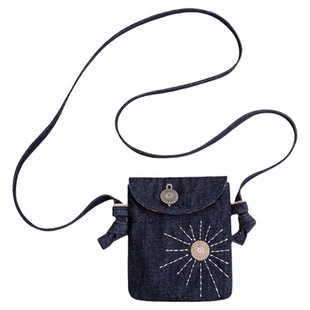 马登美式复古刺绣丹宁斜挎包印第安民族风牛仔布手机包男女