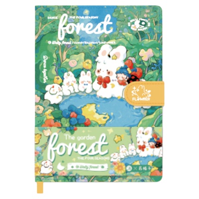 三年二班月光花园皮面搭扣本笔记