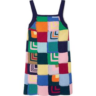 【38开门红】Re Done早春女多巴胺拼缝钩编多巴胺迷你连衣裙