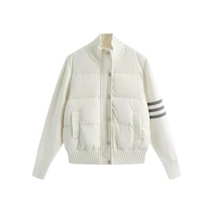 2025年新款90白鸭绒羽绒服女短款冬季新款轻暖拼接针织保暖羽绒服