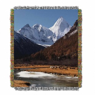 艺术自然风光油画风景挂毯稻城亚丁秋景旅行雪山装饰毯DIY画框毯