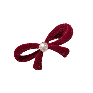 红色植绒发夹女2025新款高端边夹侧边刘海夹前额发卡新年夹子头饰