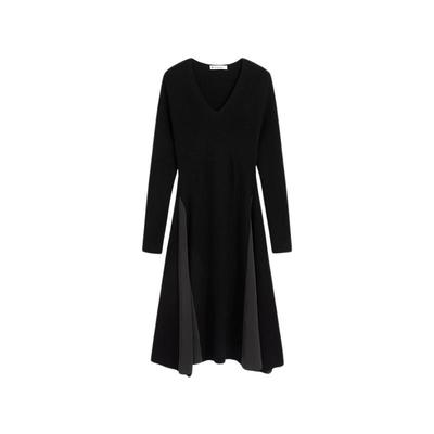 播2023春秋显瘦优雅修身收腰A字版型撞色拼接连衣裙女 BDQ1LD0404