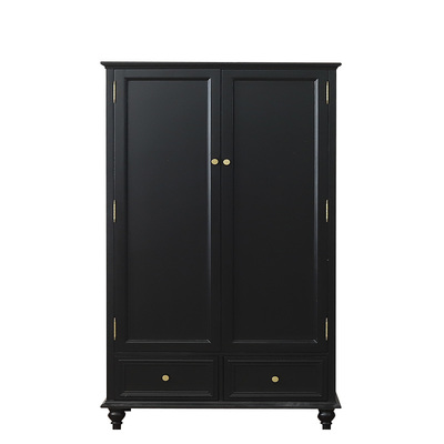 美式实木衣柜家用欧式小矮型卧室柜子儿童双门挂衣柜大衣橱储物柜