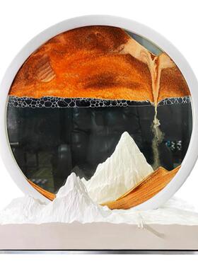 新中式乔迁流沙画摆件办公室桌面装饰沙漏客厅玄关小众轻奢礼物