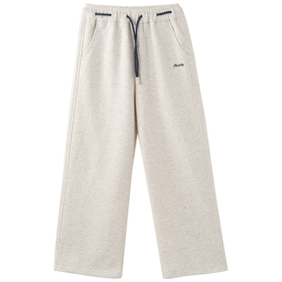 女大童字母刺绣直筒裤2026春季新款青少年松弛休闲裤亲子阔腿长裤