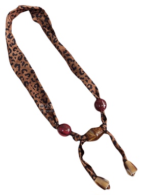 美拉德豹纹丝巾项链女款复古