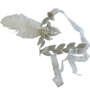 摇儿绕 复古电影 晚宴派对华丽羽毛橄榄枝亮片珍珠钉绑发头饰箍带