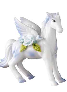 手工陶瓷马天使女孩飞马装饰摆件