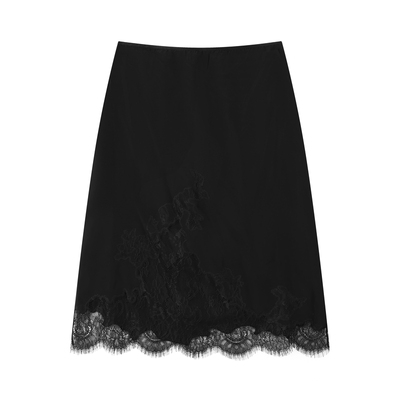THESOONG/春季新品桑蚕丝100%半身裙女镂空性感A字裙HWBX8638
