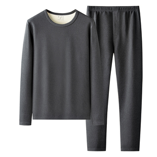 秋冬季双面德绒保暖内衣套装男士秋衣秋裤加绒加厚新款发热打底衫