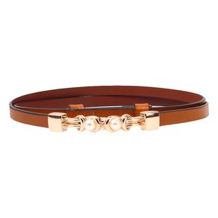 连衣裙腰带女夏季装饰珍珠收腰时尚细皮带真皮黑色配饰潮休闲腰链