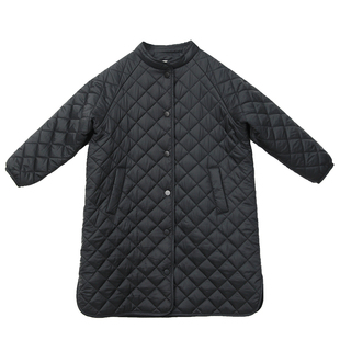 知了童装 秋冬女童休闲棉服立领上衣儿童菱形格中长款棉衣51577