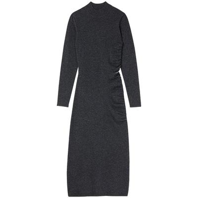 SANDRO圆领长款褶裥镂空连衣裙