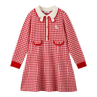 PawinPaw卡通小熊童装夏女童经典格纹连衣裙
